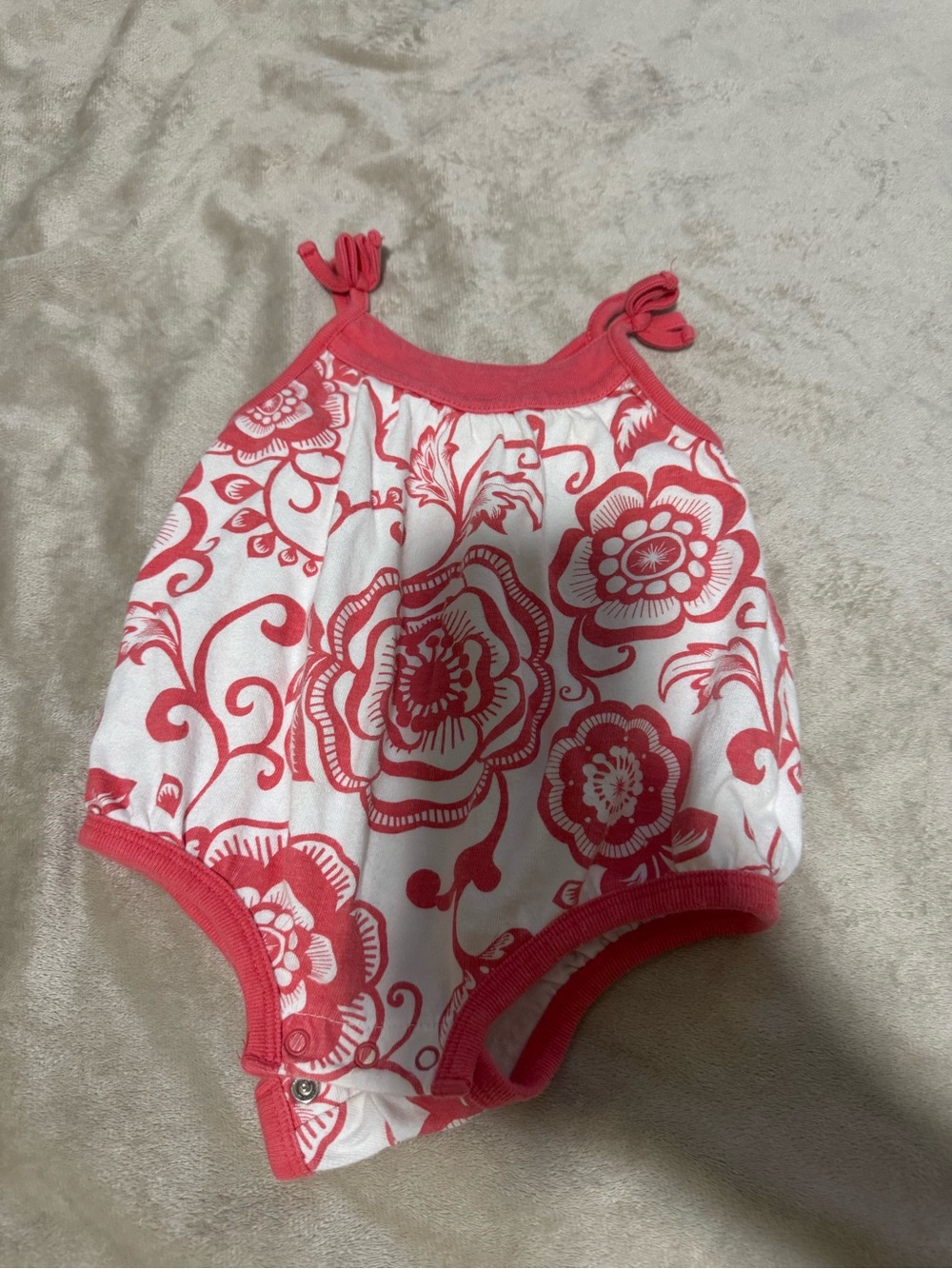 Old Navy Coral & White Floral Baby Romper